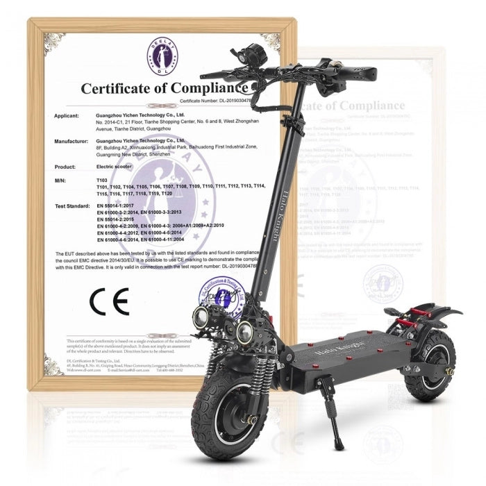 Halo Knight T104 Electric Scooter, 10-inch Off-road Tyres, 52V 1000W*2 Motor, Max. speed 65km/h - Black
