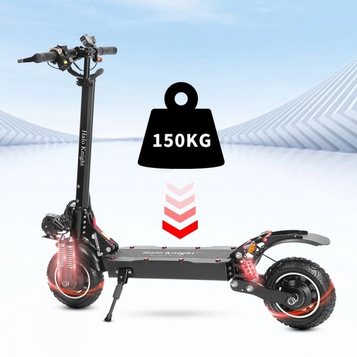 Halo Knight T104 Electric Scooter, 10-inch Off-road Tyres, 52V 1000W*2 Motor, Max. speed 65km/h - Black