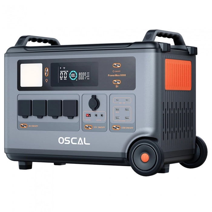 Stacja Zasilania Oscal PowerMax6000 6000W 3600Wh, Bateria LiFePO4 o pojemności 57600Wh